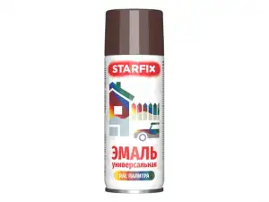 купить Краска-эмаль аэроз. универсальная коричневый STARFIX 520мл (8016) (Махагон коричневый, глянцевая)