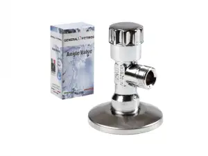 купить Кран вентильный  угловой 1/2"х3/8" ХРОМ с чашкой General Fittings