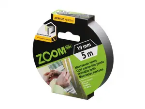 купить Лента двухсторонняя монтажная клейкая  ZOOM (пеновая) 19ммх5м (Белая)