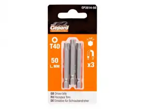 купить Насадка TORX T40 50мм  3шт GEPARD (GP3514-50) (бита звездочка шестилучевая звезда сталь S2  магнитная)