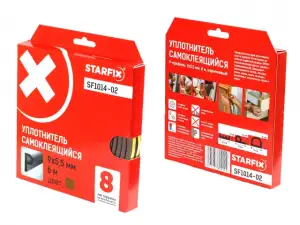 купить Уплотнитель "P" коричневый  9х5,5мм 6м (сдвоенный профиль 2х3м) STARFIX (SF1014-02)