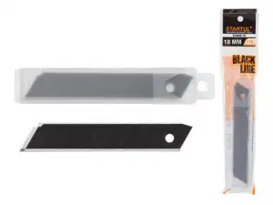 купить Лезвия сменные сегментированные 18мм 10шт BLACK LINE STARTUL (ST0920-18) (лезвие для ножа - цвет черный  7 сегментов)
