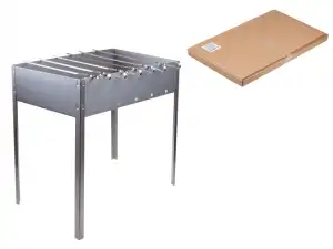 купить Мангал сборный 'Стандарт' с шампурами в г/карт.кор.(500х300х500х0,7толщ., 6 шамп.), PERFECTO LINEA (размер 500х300х500х0,7толщ., 6 шампуров угол. 410х