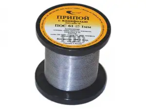 купить Припой ПОС 61 трубка, катушка ф1мм, с канифолью (100г) (Векта)