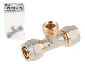 купить Тройник нар. 1/2'х16 (2.0) для трубы PEX. AV Engineering