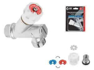 купить Кран вентильный  угловой 1/2"х1/2" установочный ХРОМ с фильтром AV Engineering