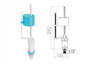 купить Поплавочный клапан нижней подачи воды 1/2, пл. резьба, AV Engineering