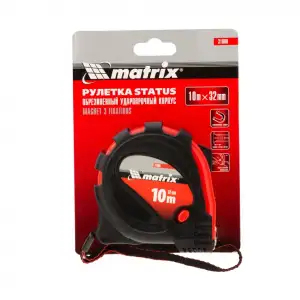 купить Рулетка Status Magnet 3 fixations,10 м х 32 мм,обрезиненный корпус,зацеп с магнитом Matrix