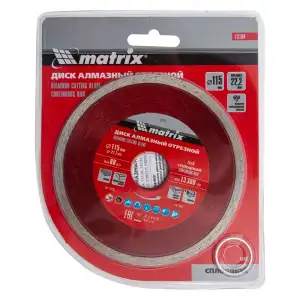 купить Диск алмазный, отрезной сплошной, 115 х 22.2 мм, мокрая резка Matrix Professional