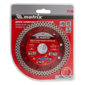купить Диск алмазный, отрезной сплошной, 115 х 22.2 мм, сухая резка Matrix Professional