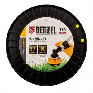 купить Леска для триммера витой квадрат, 2,7мм х 196м, на DIN катушке FLEX CORD// Denzel