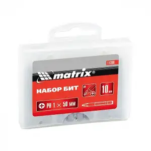 купить Бита PH1 х 50 мм, сталь 45Х, 10 шт, пластиковый бокс Matrix