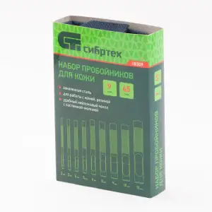 купить Набор пробойников для кожи 2 3 4 5 6 8 9 10 13 мм, 9 шт, чехол Сибртех