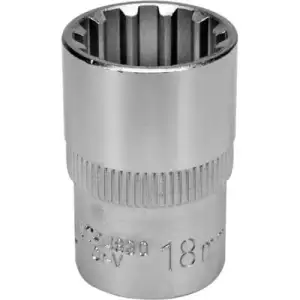 купить Головка торцевая spline 1/2" 6гр. 18мм L38мм CrV на держателе "Yato"