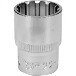 купить Головка торцевая spline 1/2" 6гр. 22мм L38мм CrV на держателе "Yato"