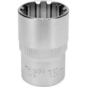 купить Головка торцевая spline 1/2" 6гр. 19мм L38мм CrV на держателе "Yato"