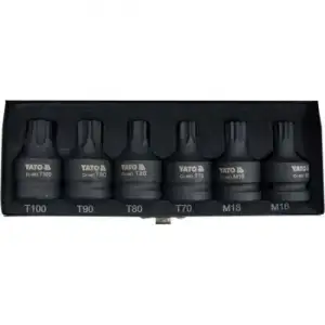 купить Головки-Насадки ударные 3/4" TORX/SPLINE M16, M18, T70, T80, T90, T100 (набор 6пр) "Yato"