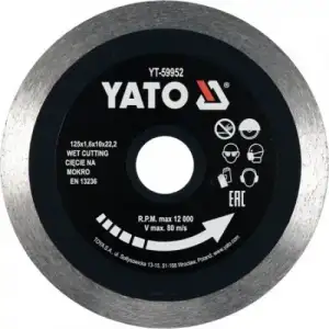 купить Круг алмазный 125x22.2x1.6мм (сплошной) "Yato"
