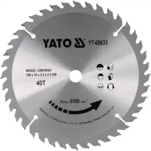 купить Диск пильный по дереву 190/16 40T с твердосплавными напайками "Yato"