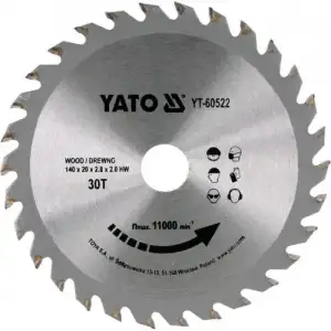 купить Диск пильный по дереву 140/20 30T с твердосплавными напайками "Yato"