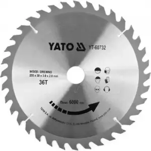 купить Диск пильный по дереву 255/30 36T с твердосплавными напайками "Yato"