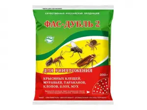 купить Средство от насекомых Фас-Дубль 2 (дуст) 300 г (от крысиных клещей, мух, блох, муравьев, тараканов, клопов, пакет-опыливатель) (АГРОВИТ)