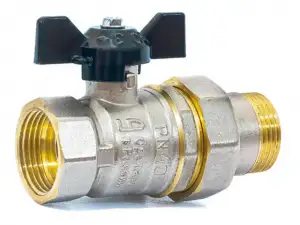 купить Кран шаровый 3/4' нар.-вн. бабочка (со сгоном) PN 40 LD (Кран шаровый с американкой)