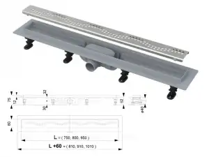 купить Водоотводящий желоб с порогами для перфорированной решетки (Simple), Alcaplast