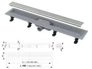 купить Водоотводящий желоб с порогами для перфорированной решетки (Simple), Alcaplast