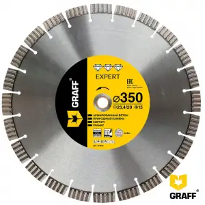 купить Алмазный диск по армированному бетону и камню 350x15х25,4/20  мм GRAFF серия 'Expert'