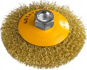 купить STAYER ″PROFESSIONAL″. Щетка коническая для УШМ, витая стальная латунированная проволока 0,3мм, 100ммхМ14