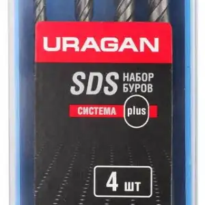 купить URAGAN Набор буров SDS-plus 4 шт: 5 х 160, 6 х 160, 8 х 160, 10 х 160 мм