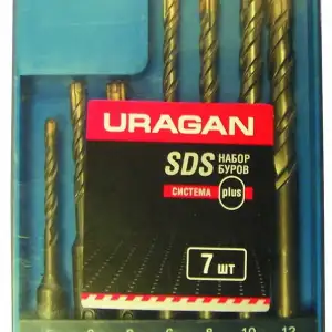 купить URAGAN Набор буров SDS-plus 7 шт: 5 x 110, 6 x 110, 8 x 110, 6 x 160, 8 x 160, 10 x 160, 12 x 160 мм