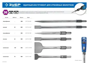 купить ЗУБР БУРАН HEX 30 Зубило лопаточное 75 х 400 мм
