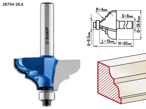 купить ЗУБР 28,6x12мм, радиус 4мм, фреза кромочная калевочная №3