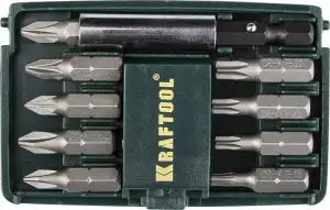 купить Набор бит ″COMPACT-10″ с магнитным адаптером, KRAFTOOL 26130-H10, в мини бит-боксе, 10 предметов
