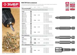 купить Биты ЗУБР ″Мастер″ с торцовой головкой, магнитные, Cr-V, тип хвостовика E 1/4″, 13х45мм, 2шт