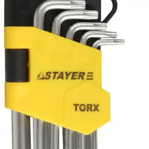 купить Набор STAYER ″MASTER″: Ключи имбусовые короткие, Cr-V, сатинированное покрытие, пластиковый держатель, Т10-Т50мм, 9 предметов