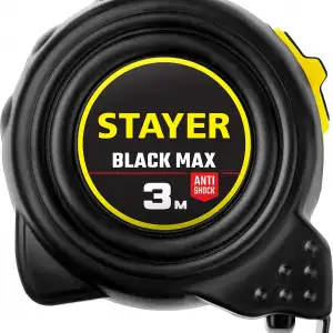 купить STAYER BlackMax 3м / 16мм рулетка в ударостойком полностью обрезиненном корпусе и двумя фиксаторами