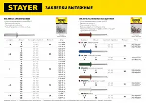 купить Алюминиевые заклепки Color-FIX, 4.0 х 10 мм, RAL 3005 темно-красный, 50 шт., STAYER Professional