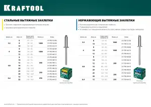 купить Нержавеющие заклепки Inox, 4.0 х 12 мм, 1000 шт, Kraftool