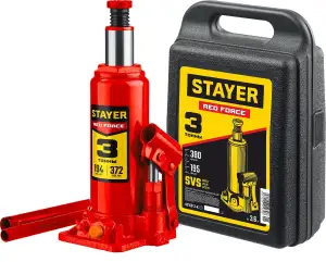 купить STAYER RED FORCE 3т 194-375мм домкрат бутылочный гидравлический в кейсе