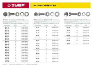 купить Болт (DIN933) в комплекте с гайкой (DIN934), шайбой (DIN125), шайбой пруж. (DIN127), M10 x 50 мм, 2 шт, ЗУБР