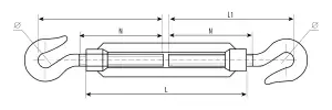 купить Талреп DIN 1480, крюк-крюк, М5, 1 шт, кованая натяжная муфта, оцинкованный, ЗУБР