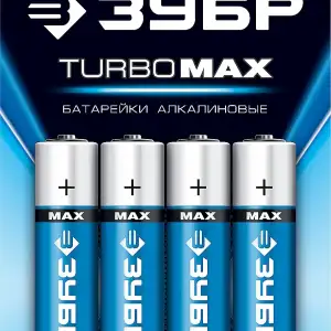 купить Щелочная батарейка 1.5 В, тип АА, 4 шт, ЗУБР Turbo-MAX