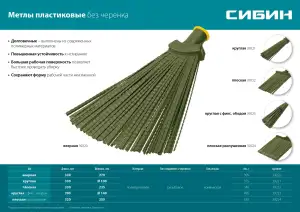 купить СИБИН 380х260мм, плоская гибкая, полипропилен, коническое резьбовое соединение, пластиковая метла (39222)