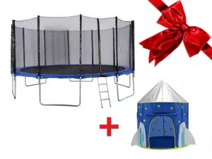 купить Батут с защитной сеткой и лестницей, 488х85 см + Домик- палатка игровая детская, Ракета, ARIZONE