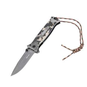 купить Нож складной, многоцелевой, системы Liner-Lock, с накладкой G10 на прямой рук-ке+стеклобой Denzel