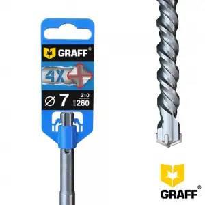 купить Бур (сверло) по бетону 7x210x260 мм SDS-plus 4-х кромочное GRAFF
