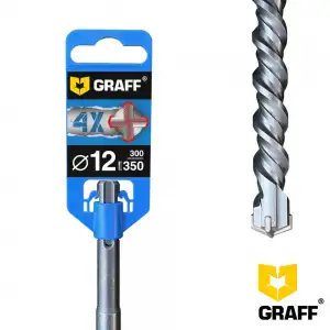 купить Бур (сверло) по бетону 12x300x350 мм SDS-plus 4-х кромочное GRAFF